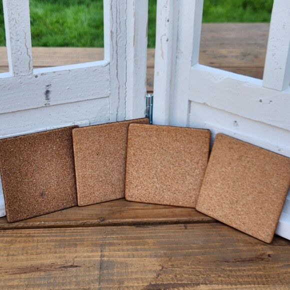 Vintage Currier & Ives Hometown Season Pictorial Collage Coaster Set Cork Back - Picture 6 of 9